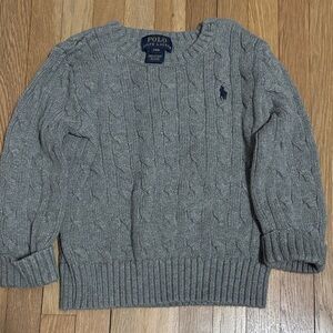 Kids Polo by Ralph Lauren Charcoal Cable Knit Crewneck Sweater